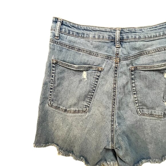 No Boundaries Junior Jeans Shorts Distressed High Rise (Sz13 W28) - Picture 7 of 8